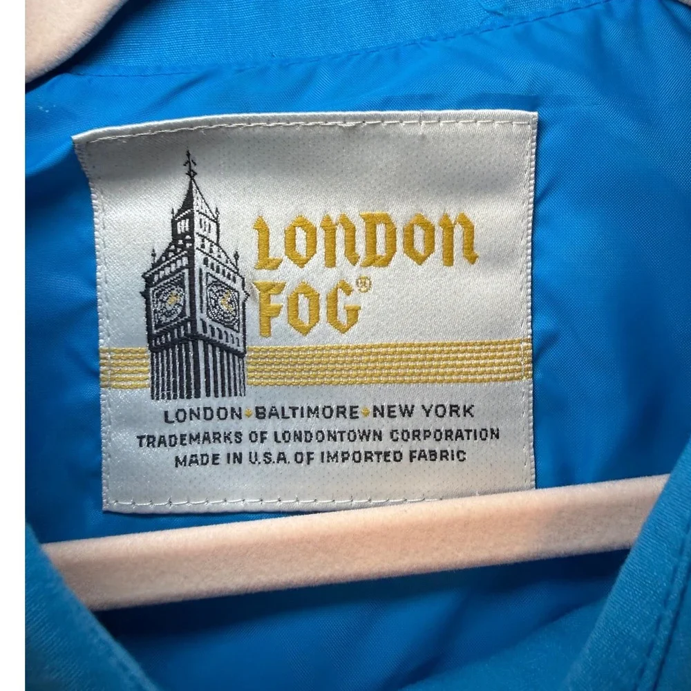 London Fog Vintage Blue Trench Coat Mid-Length Jacket Womens Size 16.5